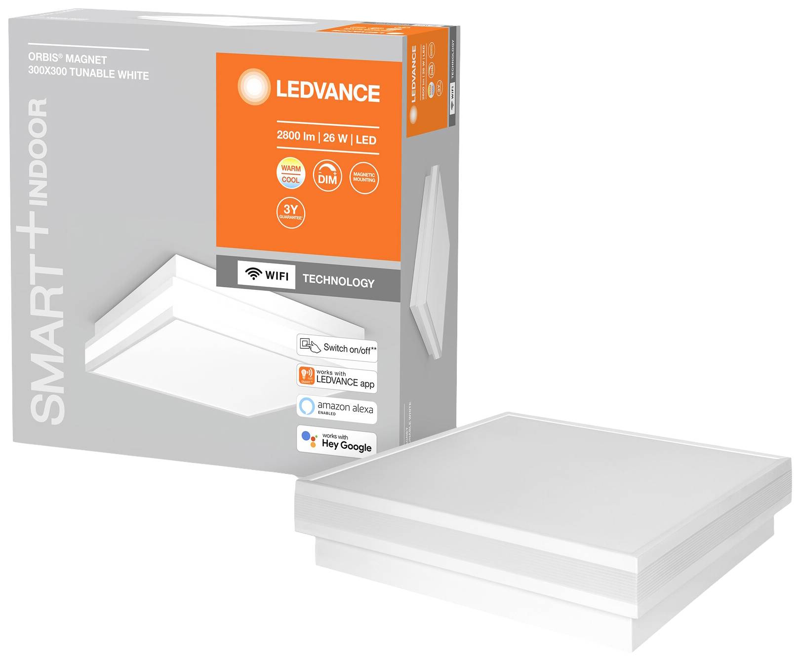 LEDVANCE 4058075572652 Smart + Wifi Orbis Magnet 300x300 Plafonnier LED CEE 2021: F (A - G) 26 W blanc