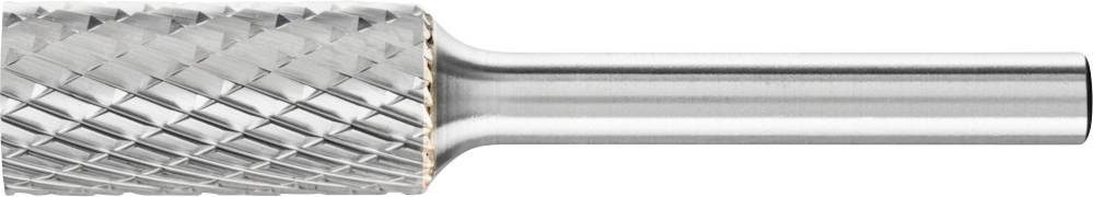 Fraise cylindrique en métal avec des dents de coupe disposées en croix, adaptée pour l'enlèvement précis de matière en usinage métallique.