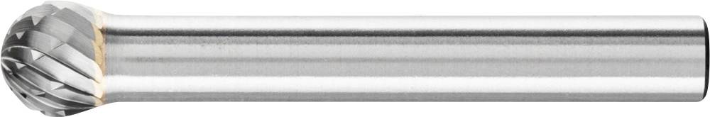 Fraise en métal à tête sphérique et tige longue, adaptée aux travaux de précision sur les surfaces métalliques.