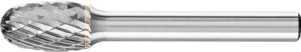 Fraise avec tête sphérique et surface cannelée, adaptée pour le traitement des surfaces métalliques.