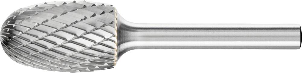 Fraise en carbure avec tête ronde et arête cannelée pour usinage des métaux, argent brillant.