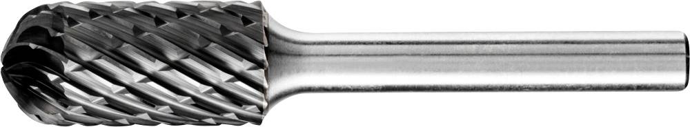 Un fraiseur en carbure avec des dents de coupe hélicoïdales et une tige lisse. Utilisé pour l'usinage des métaux.