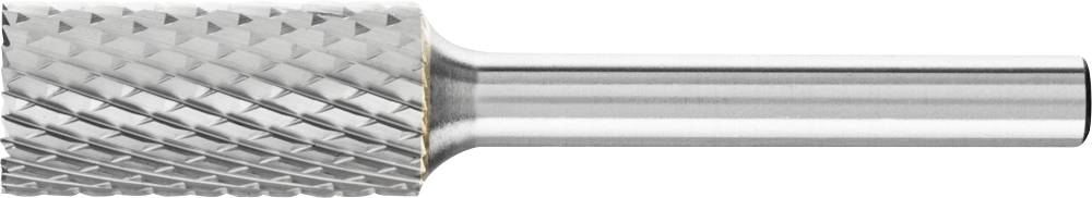 Un foret rotatif à tête cylindrique et surface rainurée transversalement. Adapté pour le traitement de surfaces métalliques.