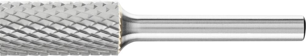 Gros plan d'un fraiseur cylindrique à surface structurée et tige lisse en métal, utilisé pour l'usinage de matériaux.