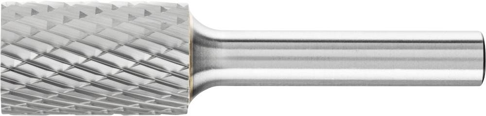 Fraise en métal à tête cylindrique et surface striée, adaptée pour l'usinage de matériaux tels que le métal et le plastique.