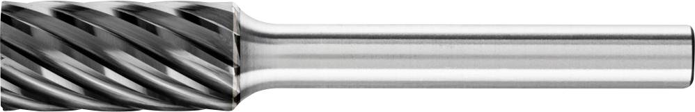 Fraise cylindrique en métal avec des dents de coupe hélicoïdales, utilisée pour fraiser des matériaux dans des applications industrielles.