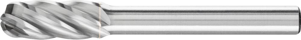 Un long fraiseur à tige en acier avec une arête de coupe hélicoïdale, utilisé pour l'usinage précis des matériaux sur des machines-outils à fraiser.