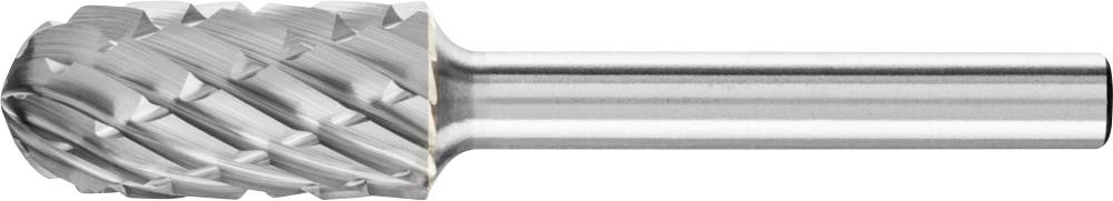 Fraise en métal à tige cylindrique et tête de travail conique, adaptée pour l'enlèvement de matière et le traitement de surface.