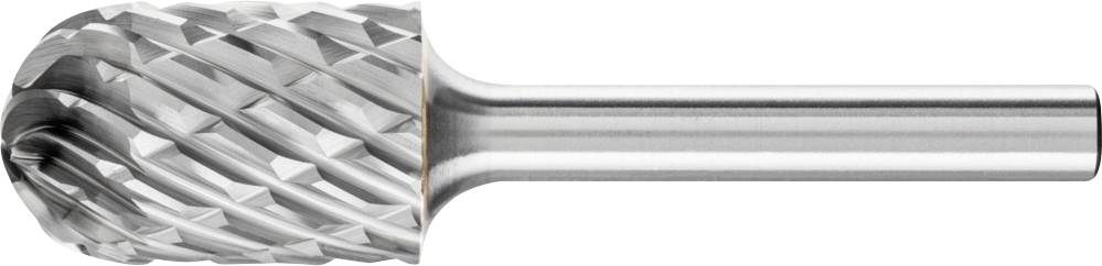 Fraise sphérique à tige cylindrique, à dents de coupe hélicoïdales, en métal, utilisée pour le meulage et le fraisage de précision.