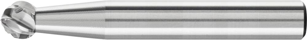 Un fraiseur cylindrique en métal argenté avec une tête de coupe spiralée. Adapté pour des travaux de fraisage précis en usinage des métaux.