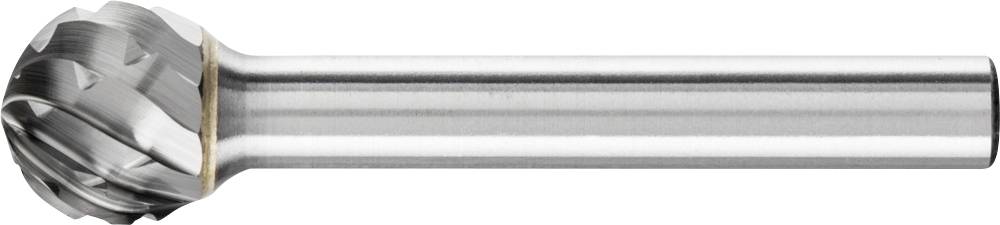 Fraise en métal à tige cylindrique et tête sphérique, adaptée pour l'usinage précis de matériaux durs.