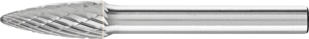 Un outil de fraisage métallique cylindrique à tête conique, utilisé pour des travaux de meulage ou de perçage dans des applications de travail des métaux.