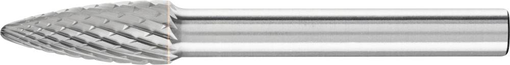 Tige cylindrique en métal avec une tête de fraisage conique, conçue pour l'usinage précis des matériaux dans des applications industrielles.