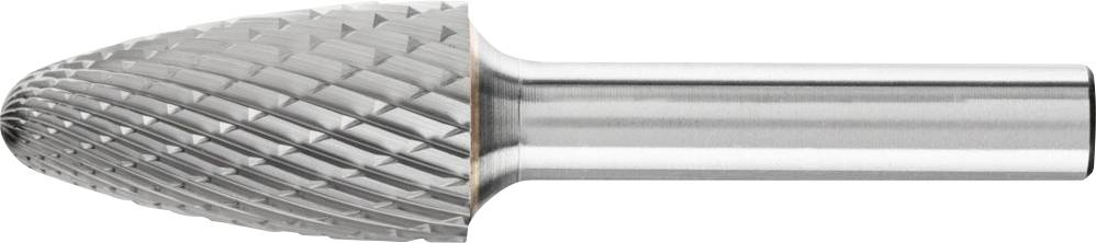 Outil de meulage cylindrique en métal avec une tête structurée en forme de losange et une tige lisse.