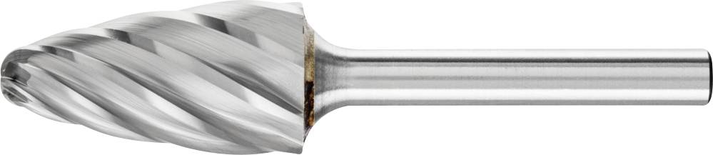 Une fraise à surface conique avec des arêtes de coupe en spirale, adaptée pour l'usinage des métaux. Tige cylindrique, idéale pour un fraisage précis.