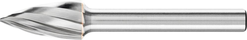 Fraise cylindrique en acier à pointe conique, utilisée pour l'usinage des métaux. Particulièrement adaptée aux opérations de fraisage précis et de finition.