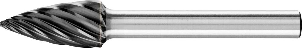 Un fraiseur cylindrique à dents de coupe hélicoïdales, adapté pour meuler ou façonner des matériaux.
