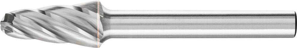 Une fraise en argent avec des arêtes de coupe hélicoïdales. Utilisée pour l'usinage des métaux et des plastiques dans des applications industrielles.