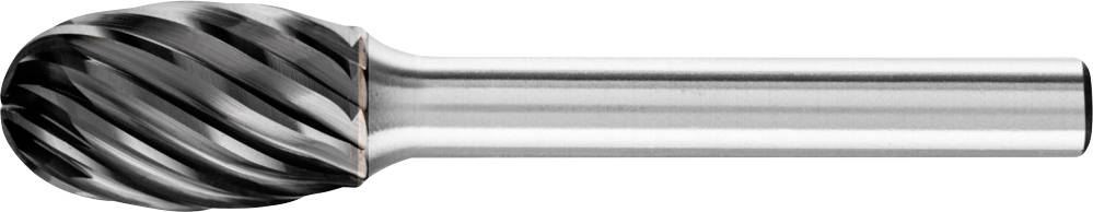 Un fraisoir rotatif à tête ronde en métal, doté de bords de coupe hélicoïdaux pour le meulage et le façonnage de matériaux.