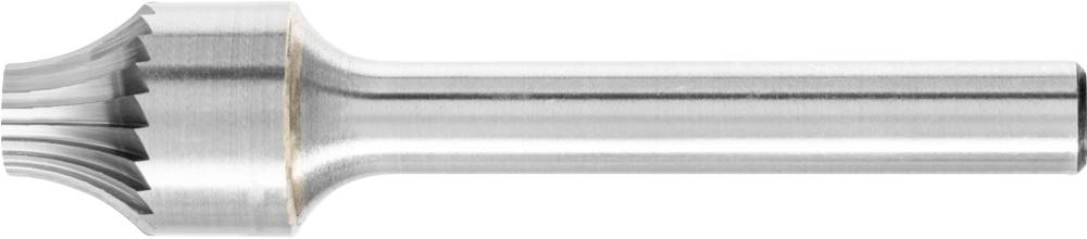 Un outil de fraisage cylindrique métallique avec une tête de coupe structurée. Utilisé pour la coupe de précision de matériaux.