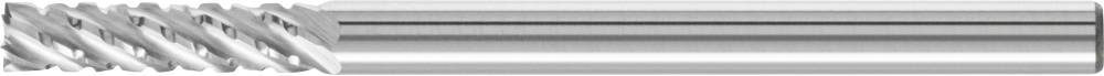 Un outil de fraisage avec des lames en spirale pour l'usinage de surfaces métalliques. Il présente une surface métallique brillante.