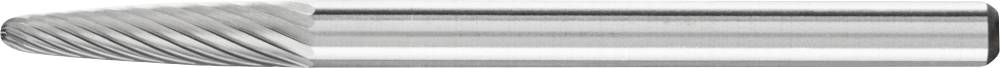 Fraise en métal à tige cylindrique et surface de coupe conique, adaptée pour l'usinage précis de matériaux durs.