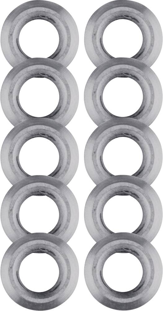 Dix bagues métalliques empilées les unes sur les autres en deux colonnes.