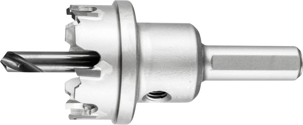Scie-cloche métallique à tige cylindrique, adaptée pour le perçage d'ouvertures précises dans les métaux.