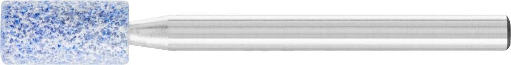 Tête de meulage cylindrique bleue fixée sur une tige métallique. Souvent utilisée pour le ponçage ou le polissage dans les ateliers.