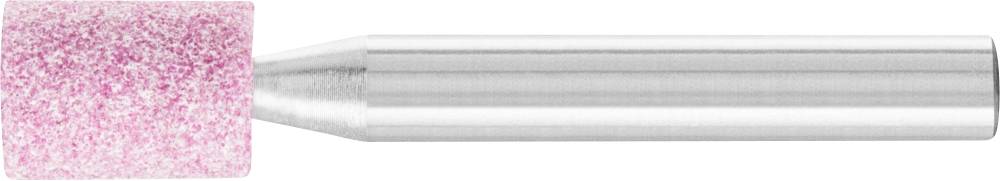 Un embout de meulage cylindrique avec une tête abrasive rose et un manche argenté, adapté pour des travaux de meulage précis sur des surfaces dures.