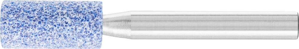 Un embout de meulage cylindrique à surface bleue et rugueuse, avec tige métallique, utilisé pour les soins des ongles.