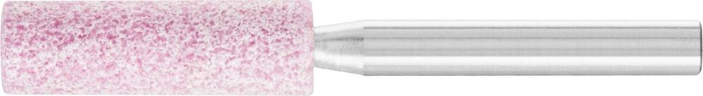 Un embout de ponceuse à ongles cylindrique rose avec un support en acier.