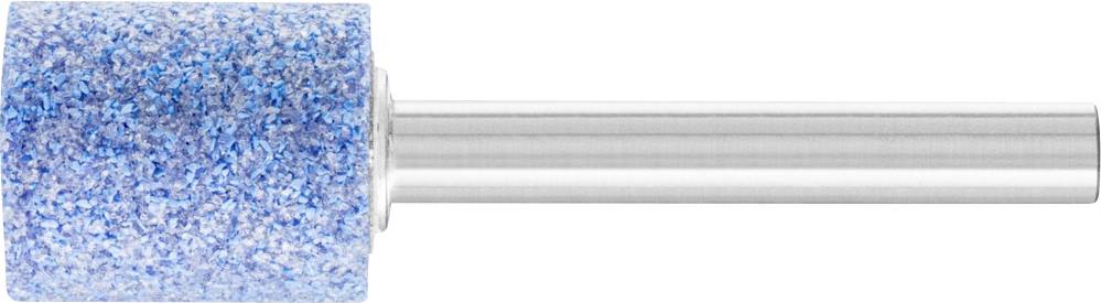 Un embout de meulage bleu, cylindrique, avec une tige métallique, adapté aux travaux de précision sur différents matériaux.