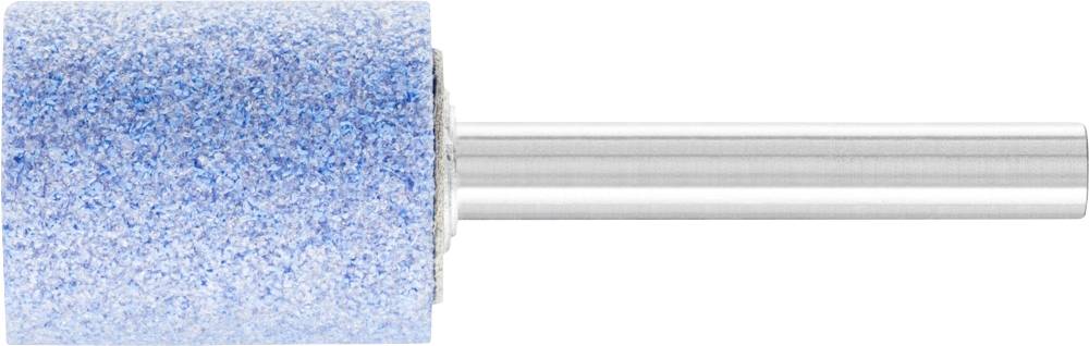 Embout de ponçage bleu avec manche métallique, photographié de côté. Adapté pour des applications de pédicure ou de manucure.