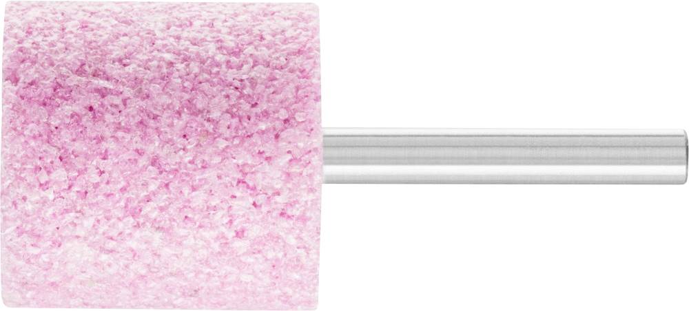 Embout cylindrique rose avec tige métallique, utilisé pour les soins des ongles ou les travaux de polissage fins.