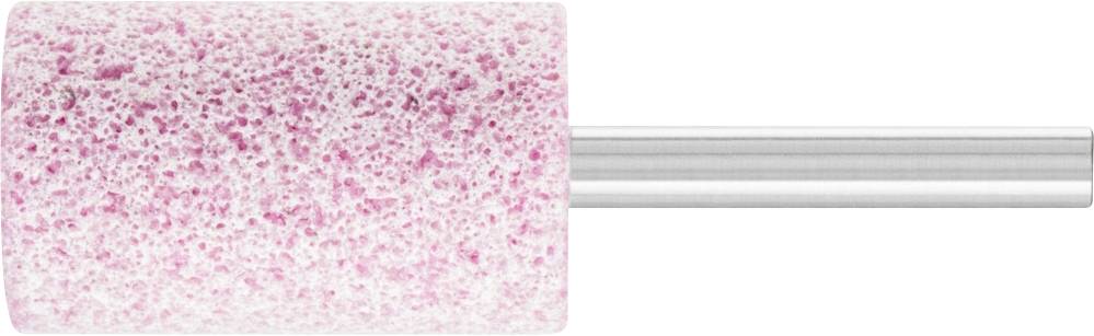 Embout de ponceuse à ongles avec tête de ponçage cylindrique rose et tige métallique, utilisé pour limer et polir les ongles.