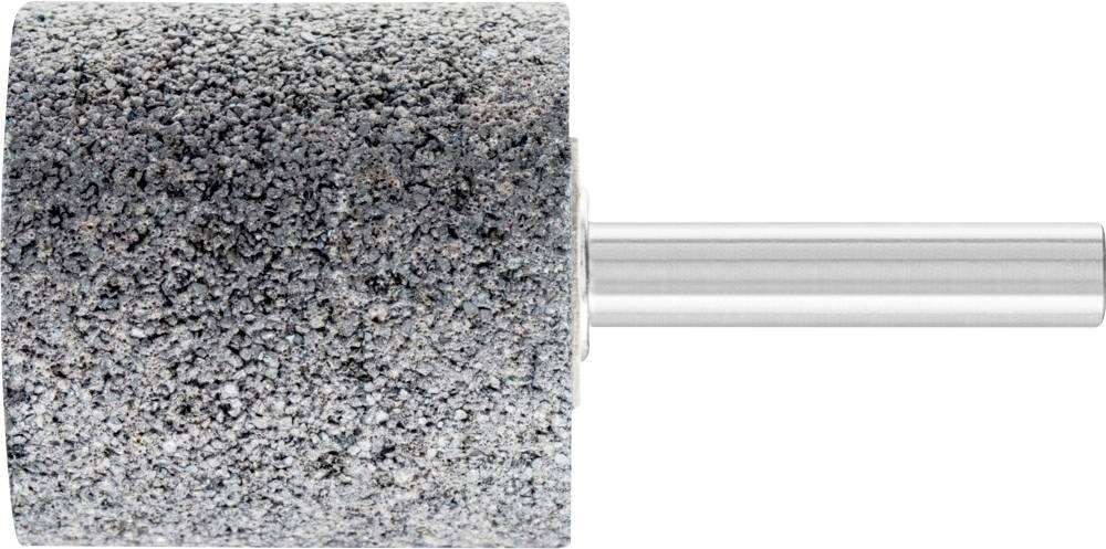 Accessoire de meulage doté d'une tête de ponçage grise et d'un manche argenté, représenté de profil. Utilisé pour lisser ou travailler des surfaces.