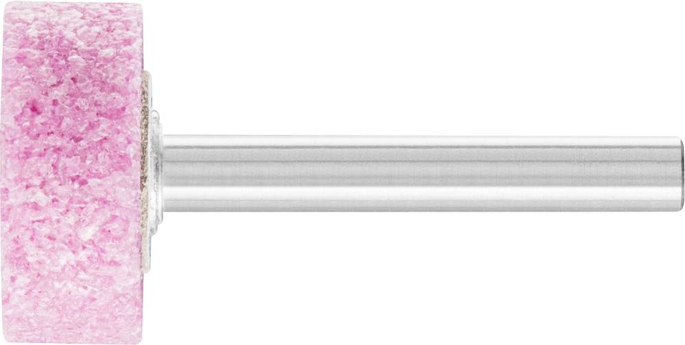 Un embout de meulage cylindrique avec une tête texturée rose sur une tige métallique, utilisé pour les travaux de ponçage.