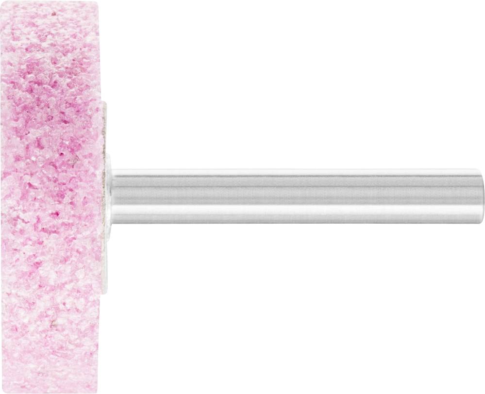 Rose de meulage avec manche en argent, vue latérale. Idéale pour le traitement des surfaces métalliques.