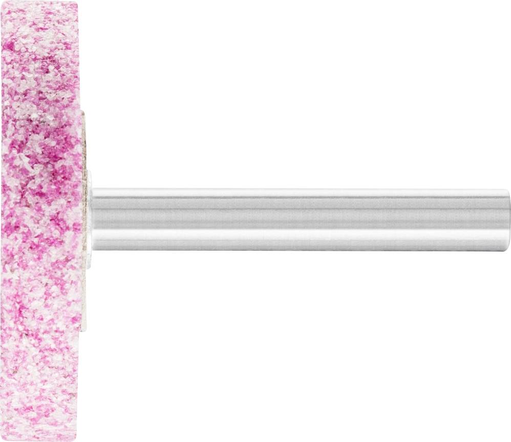 Un embout de polissage rose avec tige métallique, positionné horizontalement.