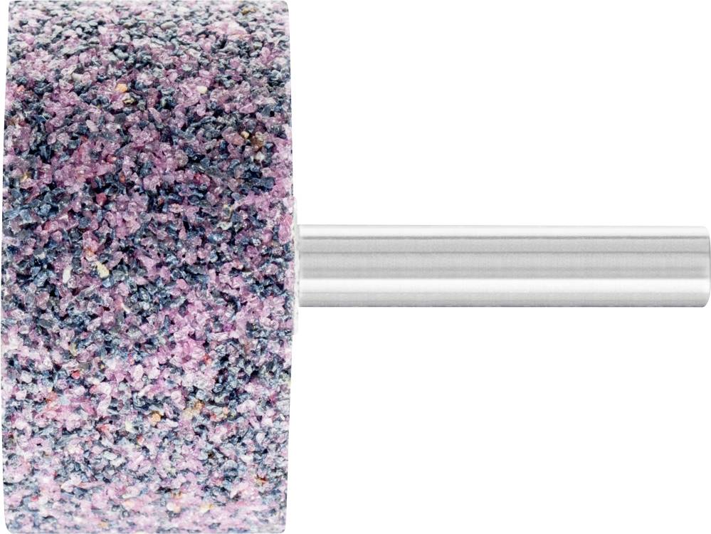 Embout de ponçage rose-bleu avec surface de ponçage cylindrique sur tige métallique, adapté aux travaux de ponçage précis dans les projets artisanaux.