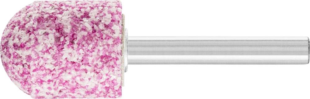 Un embout de meulage à motif rose et blanc, avec une tige métallique cylindrique. Utilisé pour des travaux de meulage précis.