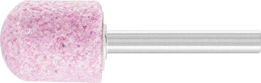 Embout de meulage de forme cylindrique avec tête abrasive rose et tige argentée, utilisé pour des travaux de finition ou le polissage.
