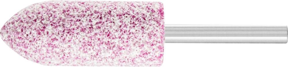 Un disque abrasif rose et blanc avec un manche en métal, utilisé pour polir ou poncer des matériaux.