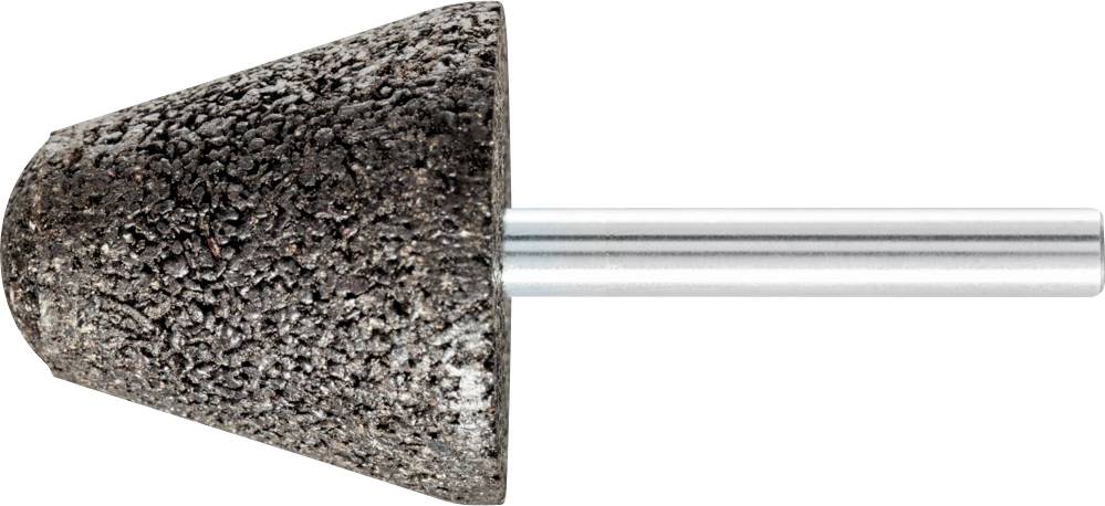 Embout de meulage conique en matériau structuré avec une tige métallique pour la fixation sur des outils.