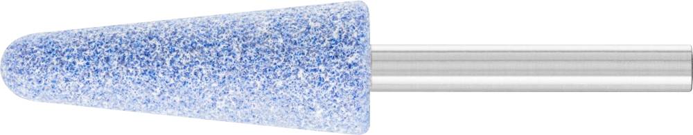 Un embout de meulage bleu, conique, avec tige métallique, couramment utilisé pour des travaux de meulage précis dans les métiers artisanaux et industriels.