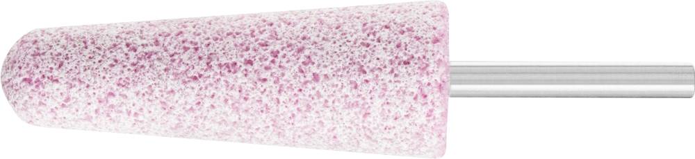 Un cône abrasif rose avec un support métallique cylindrique. Principalement adapté pour les travaux de meulage sur de petites surfaces.