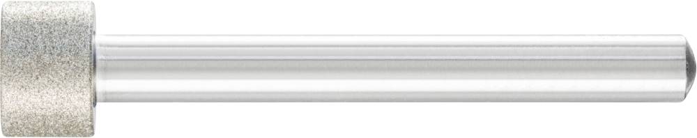 Pierre à aiguiser diamantée avec tige métallique cylindrique, utilisée pour l'affûtage des outils tranchants.