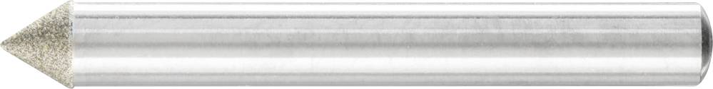 Un outil cylindrique muni d'une pointe diamantée tronquée et pointue, utilisé pour le meulage ou la gravure précis.