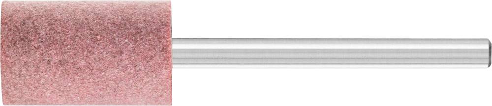 Un embout de meulage rose de forme cylindrique, fixé sur une tige métallique argentée. Adapté pour le meulage de précision.